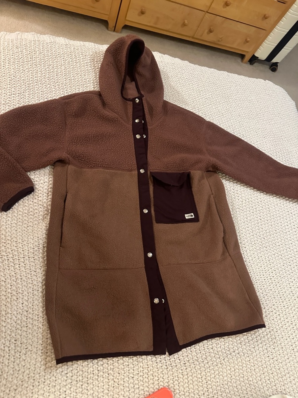 The North Face Two-Tone Brown and Dark Brown Fleece Scarf